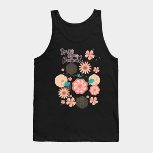 Floral Ornament, Flying Peacock Spring Peach Garden, Decorative Pink Flowers, blossom sakuras BOHO Tank Top